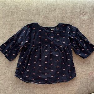 Gymboree Navy Blouse with Rainbow Accents